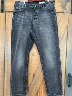 Denim Co. Men's Black Washed Straight Stretch Jeans
